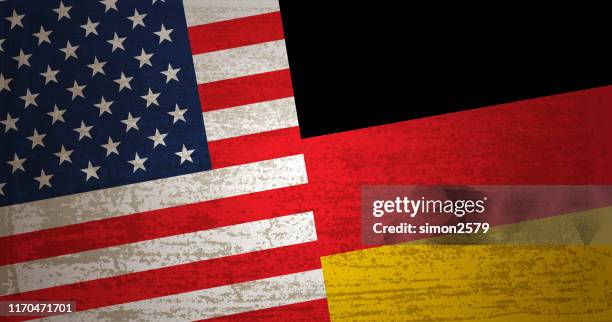 usa and germany flag with grunge texture background - german flag stock illustrations