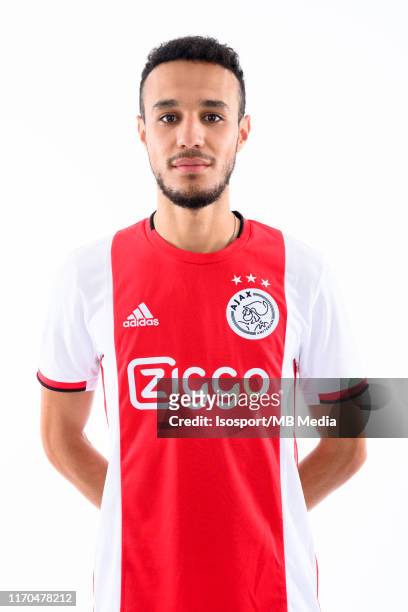 Noussair Mazraoui during the 2019 - 2020 season photo shoot of Ajax Amsterdam on July 23, 2019 in Amsterdam, The Netherlands.