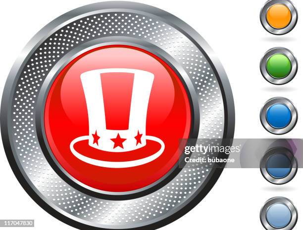 uncle sam royalty free vector art on metallic button - uncle sam hat stock illustrations