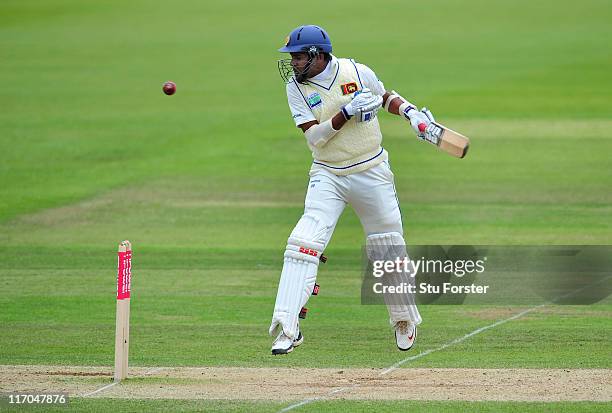 Sri Lanka batsman Thilan Samaraweera is hit by a short ball from James Anderson during day five of the 3rd npower test between England and Sri Lanka...