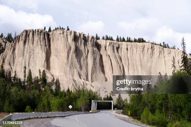 rock hoodoos bij fairmont hot springs, british columbia, canada - rock hoodoo stockfoto's en -beelden