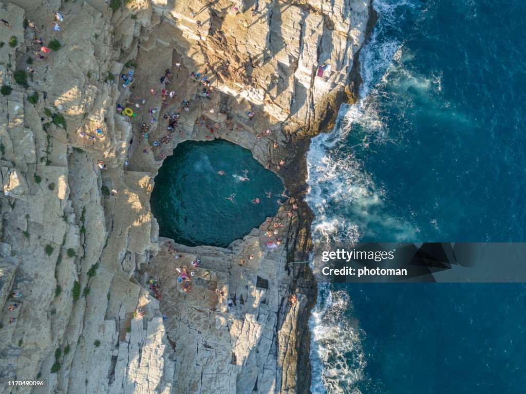 Aerial view of Giola in Thasos island.