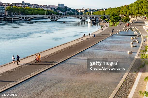 the banks of the rhone at lyon - rhone stock pictures, royalty-free photos & images