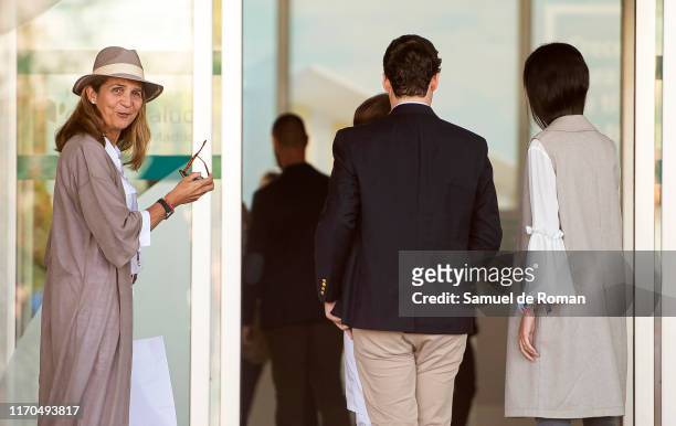 Princess Elena of Spain, Juan Froilan de Marichalar and Victoria Federica de Marichalar are seen arriving to visit King Juan Carlos at Quiron...