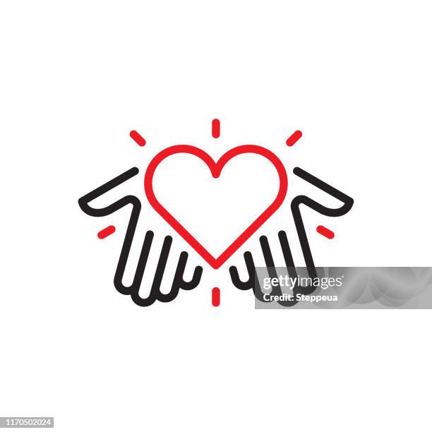 illustrazioni stock, clip art, cartoni animati e icone di tendenza di mani con logo cuore - speranza
