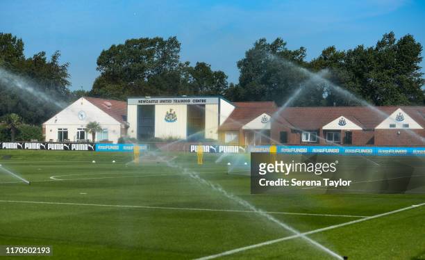 General view of tht training ground during the Newcastle United Training Session at the Newcastle United Training Centre on August 27, 2019 in...