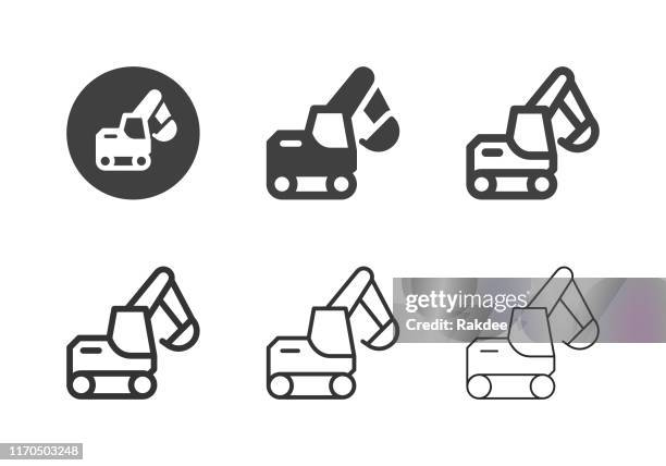 bildbanksillustrationer, clip art samt tecknat material och ikoner med grävmaskins ikoner-multi-serien - grävmaskin