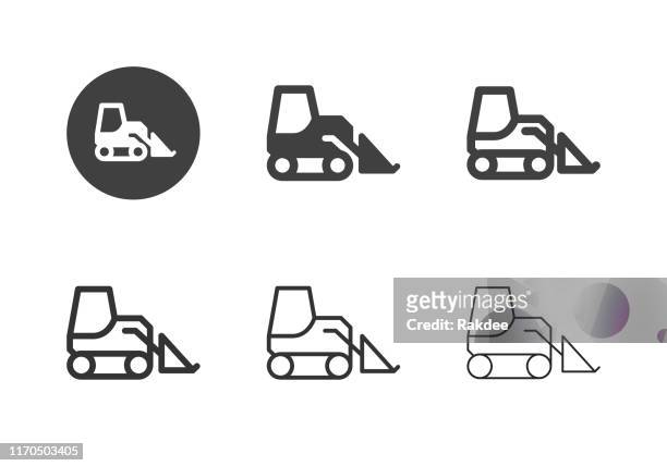 skid steer loader icons - multi-serie - trucker stock-grafiken, -clipart, -cartoons und -symbole