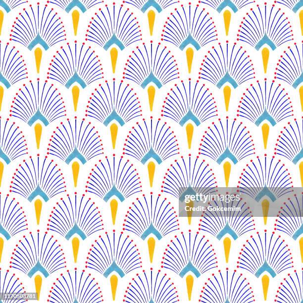 stockillustraties, clipart, cartoons en iconen met aquarel handgeschilderde navy blauw en geel tegel. art deco vector naadloze patroon, lissabon arabisch floral mozaïek, mediterrane naadloze marineblauw en geel ornament. - art deco pattern