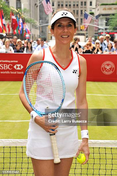 Pro Tennis Player Monica Seles attends HSBC Bank presents Wimbledon 2011 At Rockefeller Center at Rockefeller Center on June 20, 2011 in New York...