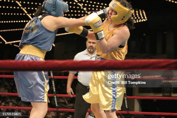 Bill Tompkins/Getty Images Sascha MacKenzie vs Justine Herrera MacKenzie, gold trunks, winner by decision at 145 lbs Golden Gloves 2006 at Madison...