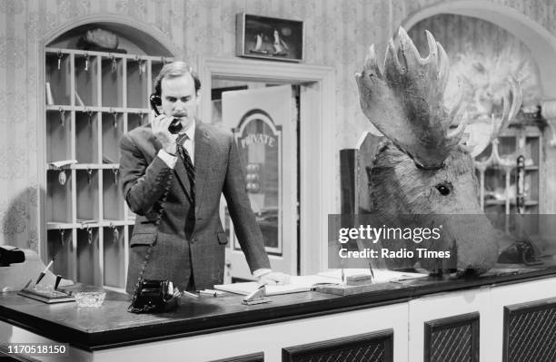 Actor John Cleese in a scene from episode 'The Germans' of the BBC television sitcom 'Fawlty Towers', August 31st 1975.