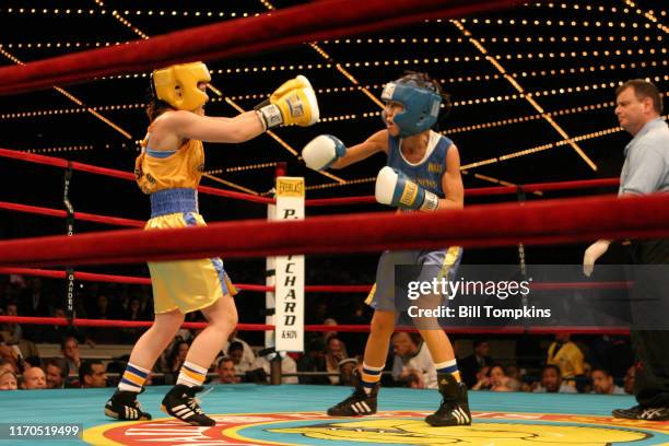 Bill Tompkins/Getty Images Holly Stevens vs. Masami Hibino Hibino, blue trunks, winner TKO 4th round at 101 lbs Golden Gloves 2006 at Madison Square...