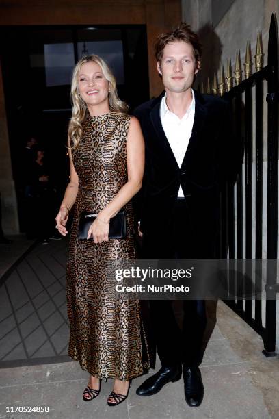 Kate Moss and Nikolai von Bismarck arrive at The Hotel De Crillon on September 23, 2019 in Paris, France.