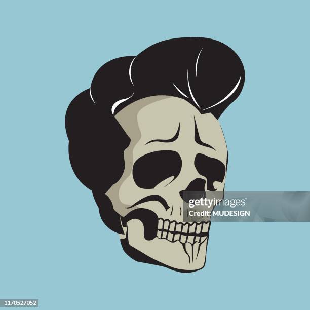 stockillustraties, clipart, cartoons en iconen met knappe schedel - rockabilly