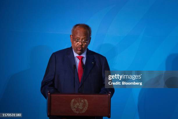 Ismail Omar Guelleh, Djibouti's president, speaks during the United Nations Climate Action Summit in New York, U.S., on Monday, Sept. 23, 2019. Heads...