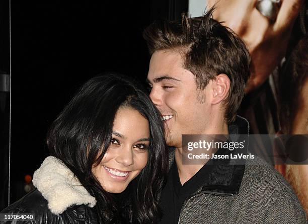 Actors Vanessa Hudgens and Zac Efron attend the premiere of "Get Him To The Greek" at The Greek Theatre on May 25, 2010 in Los Angeles, California.