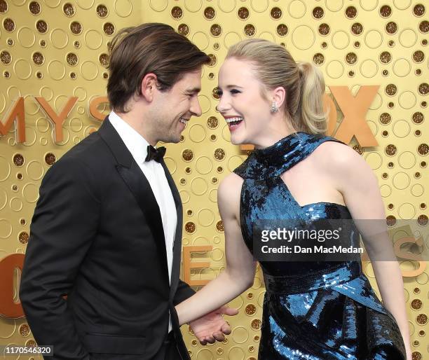 Jason Ralph and Rachel Brosnahan attend the 71st Emmy Awards at Microsoft Theater on September 22, 2019 in Los Angeles, California.