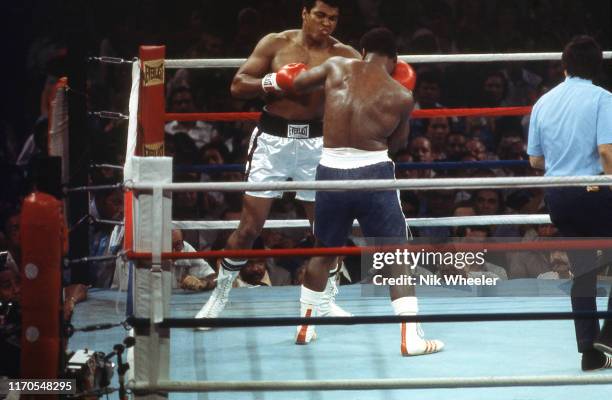 Action in the Ring during the world championship boxing match between Muhammad Ali and Joe Frazier in the Philippine Coliseum in Quezon City,...
