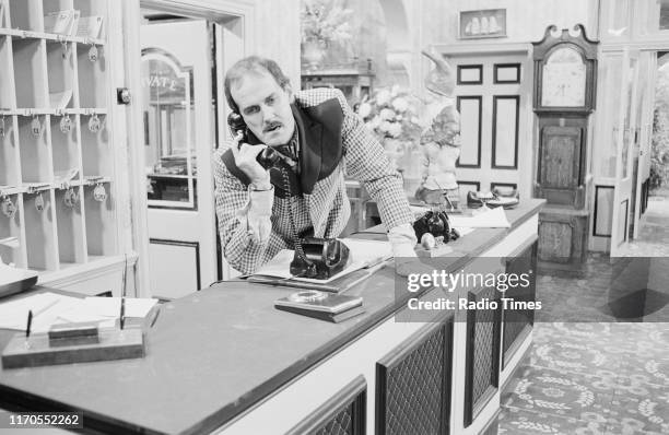 Actor John Cleese in a scene from episode 'The Builders' of the BBC television sitcom 'Fawlty Towers', August 3rd 1975.