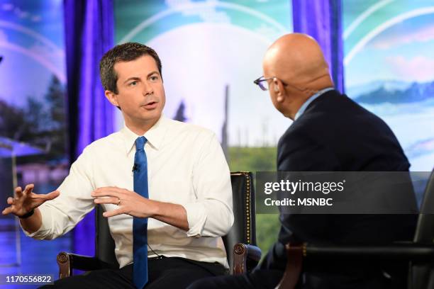 Climate Forum 2020 -- Pictured: Mayor Pete Buttigieg, Ali Velshi at Georgetown University --