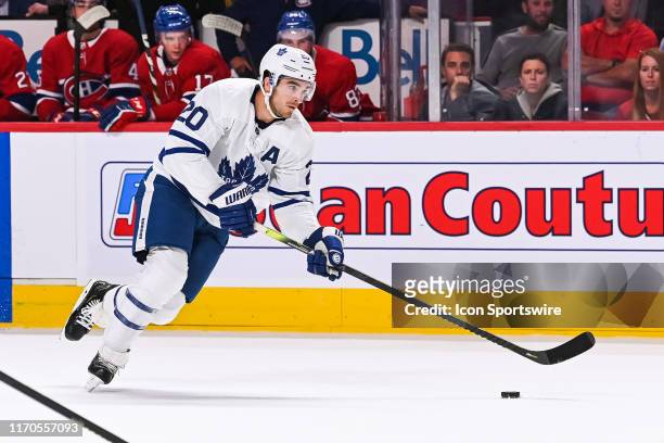 Toronto Maple Leafs left wing Kenny Agostino gets into Canadiens territory with the puck during the Toronto Maple Leafs versus the Montreal Canadiens...