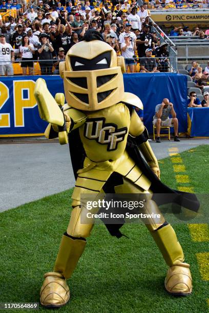 Knights mascot looks on during the College football game between the UCF Knights and the Pittsburgh Panthers on September 21, 2019 at Heinz Field in...