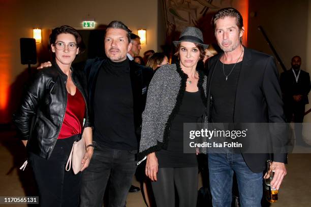 Alice Krueger with her husband German actor Hardy Krueger Jr. And German actress Anouschka Renzi with her boyfriend German actor Marc Zabinski during...