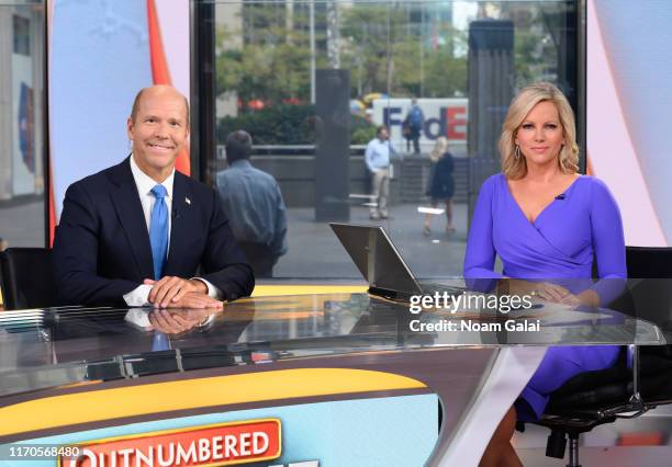 Democratic presidential candidate John Delaney visits 'Outnumbered Overtime' with guest-anchor Shannon Bream at FOX Studios on August 27, 2019 in New...