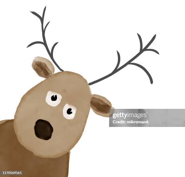 christmas illustration of cute reindeer- christmas card - christmas ivy stock pictures, royalty-free photos & images