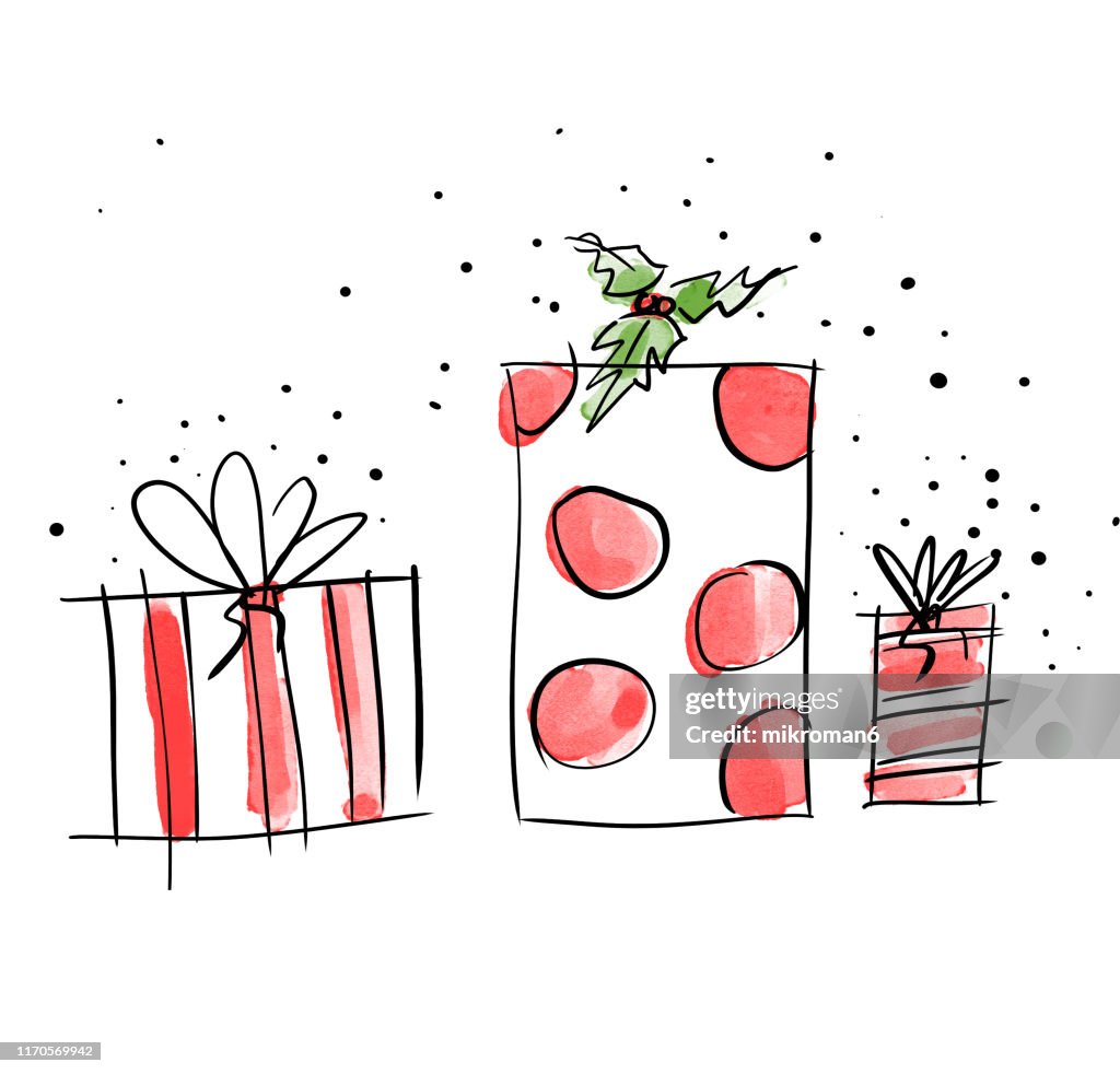 Christmas illustration of presents- christmas card