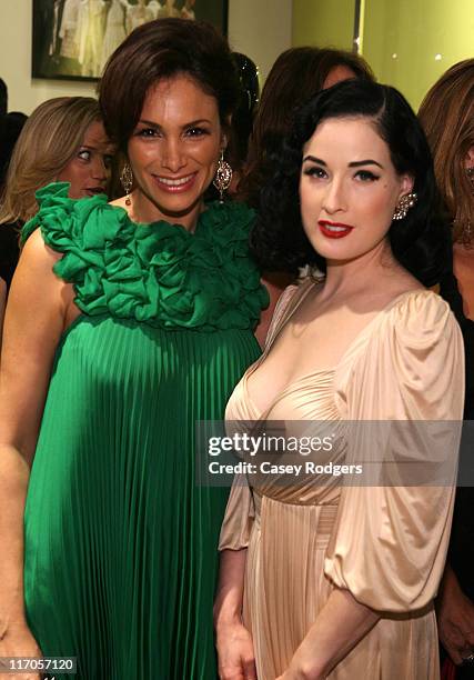 Actress Patricia De Leon and Dancer Dita VonTeese attend the grand opening of Catherine Malandrino Maison Store on October 20, 2008 in West...