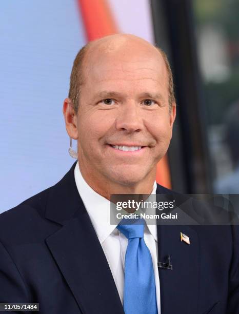 Democratic presidential candidate John Delaney visits 'Outnumbered Overtime' with host Shannon Bream at FOX Studios on August 27, 2019 in New York...