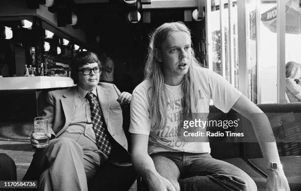 Musician Rick Wakeman interviewed by journalist Dan Wooding for the BBC television series 'Success Story', July 1975. First printed in Radio Times...