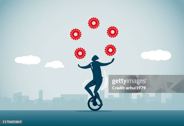 unicycle - agility stock illustrations