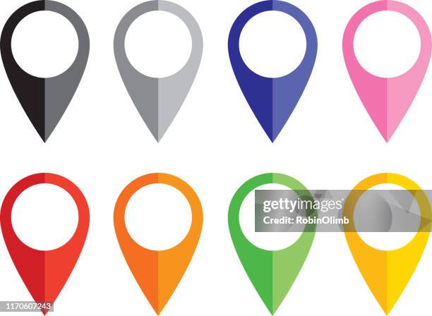 eight map pointer icons - business positioning stock illustrations