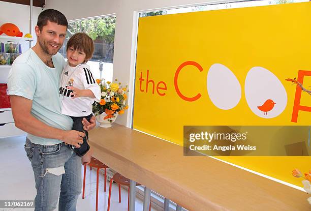 Actor Greg Vaughan and his son Jathan attend The Coop and Baby2Baby event for Julie Bowen at The COOP on May 7, 2010 in Studio City, California.