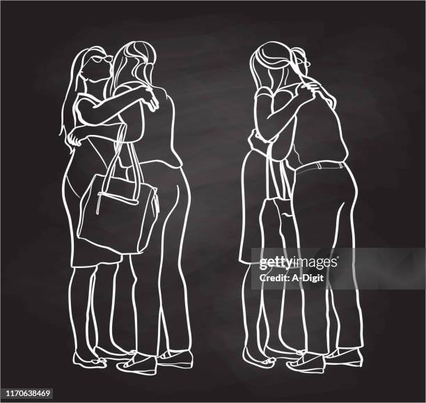 Emotional Friends Hug Drawing Photos and Premium High Res Pictures ...