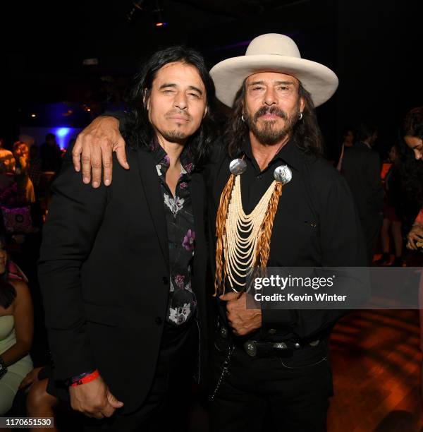 Antonio Jaramillo and Raoul Trujillo pose at the after party for the premiere of FX's "Mayans M.C." Season 2 at the Sunset Room on August 27, 2019 in...