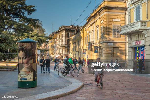 the old inner city of parma, italy. the viale giovanni mariotti - parma italy stock pictures, royalty-free photos & images