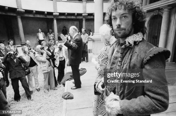 English actor, voice artist, comedian and singer Tim Curry as 'William Shakespeare' at a promotion event for future television series 'Will...