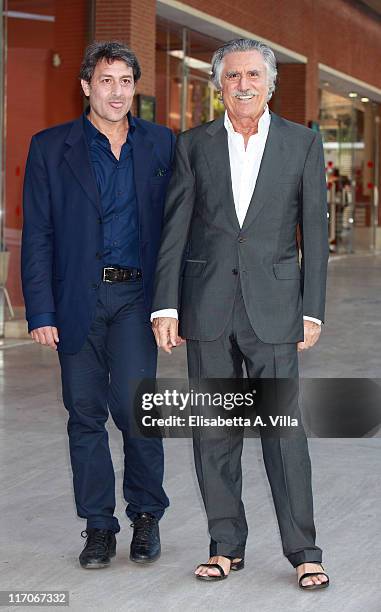 Massimiliano Buzzanca and Lando Buzzanca arrive at the "Note d'Estate Anteprima d'Autunno" RAI 2011 television schedule presentation at the...