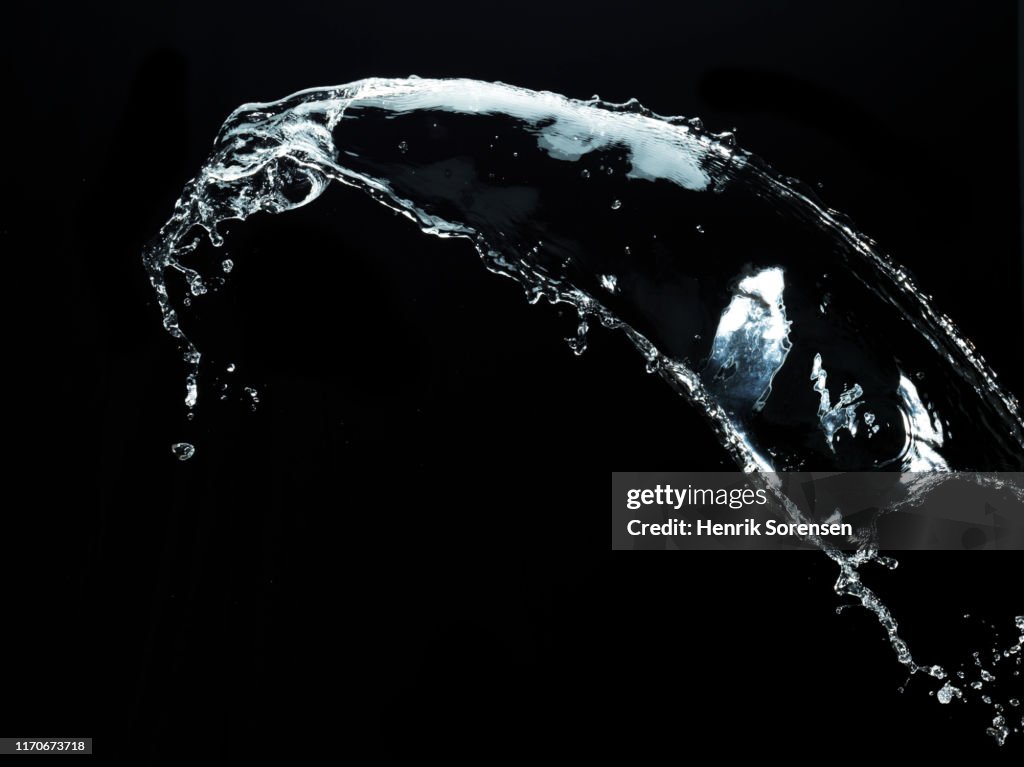 Watersplash on black backdrop
