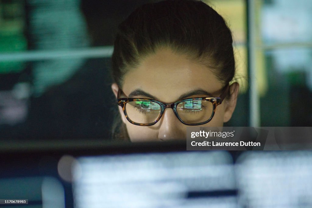 Data woman monitors