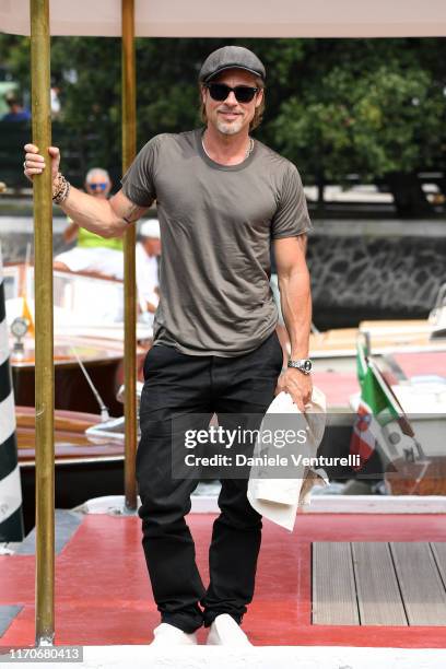 Brad Pitt arrives at the 76th Venice Film Festival on August 28, 2019 in Venice, Italy.