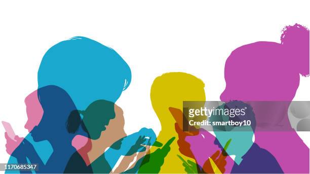 children using mobile phones - social issues stock illustrations
