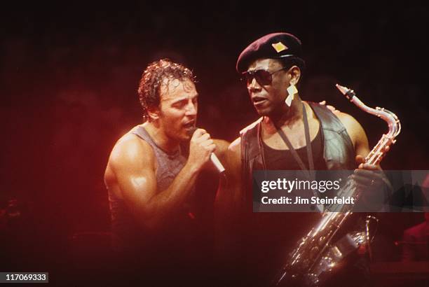 Bruce Springsteen and the E Street Band with Clarence Clemons perform on the Tunnel of Love Express Tour at the Met Center in Bloomington, Minnesota...