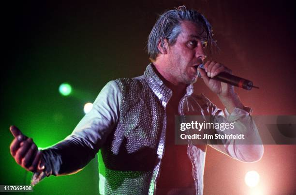 Rock band Rammstein performs at the Palladium in Los Angeles, California on December 14, 1997.