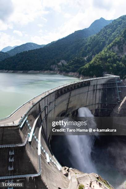 top view of kurobe dam in toyama prefecture of japan - toyama prefecture imagens e fotografias de stock