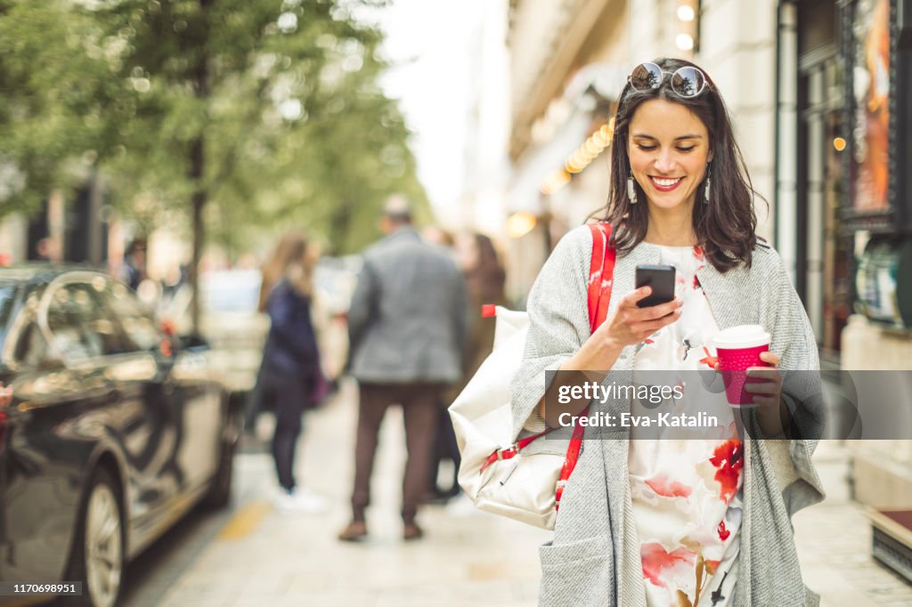 Beautiful woman spending time in the city